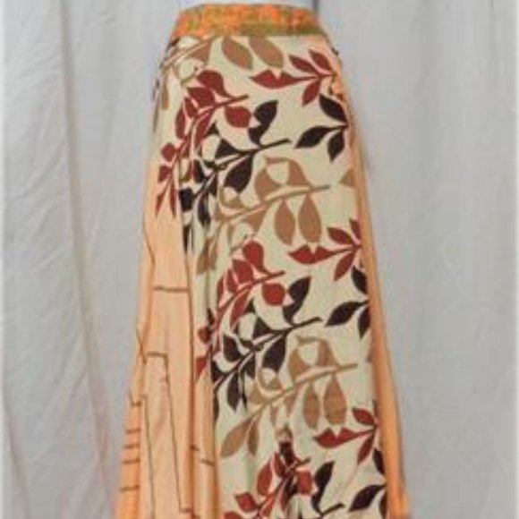 BEIGE FLORAL PRINT SILK CONVERTIBLE SKIRT